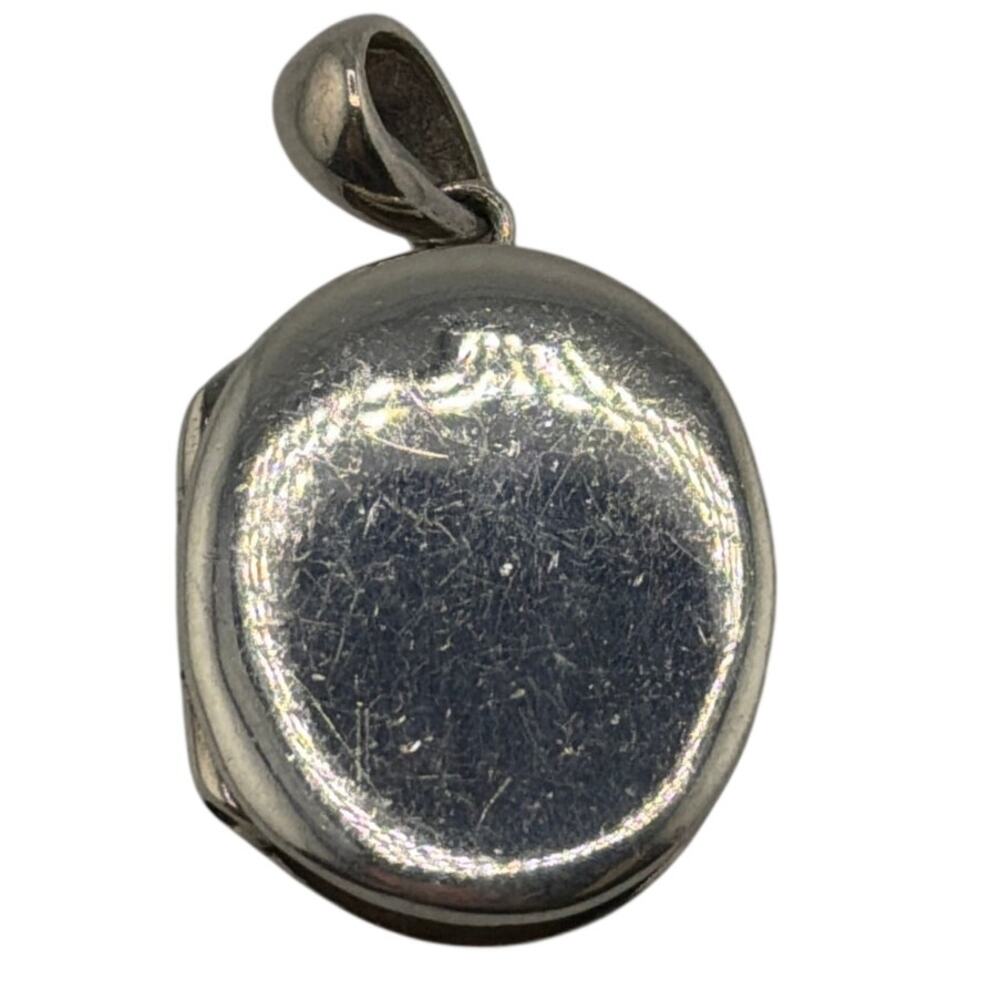 Vintage Boma Sterling Silver Etched Oval Locket Pendant